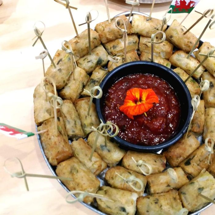 Sausage rolls with a tomato dipping sauce