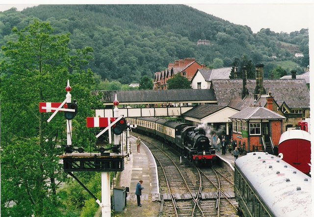 Steam train at Llangollen Railway station